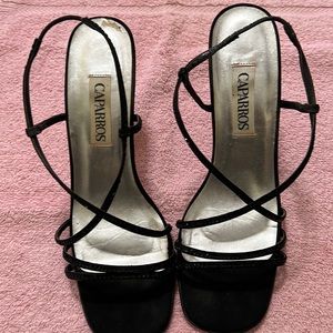 Caparros 3” Black Sequins with Elastic Ankle Strap Heels